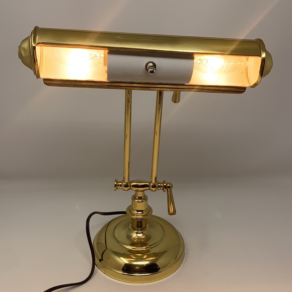 13” gold color bankers vintage desk lamp WORKS! 🚩OVER 5 POUNDS!🚩 - Picture 13 of 16